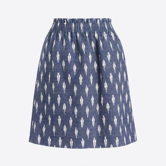 J.Crew High Waisted Navy Blue and White Geometric Mini Skirt - Picture 9 of 10